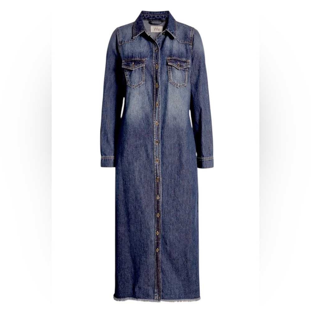 NWT Wash Lab Long Sleeve Denim Maxi Shirt Dress